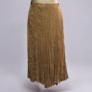 RAFAEL Textured Brown Midi Skirt